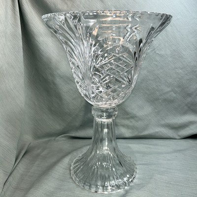 Towle Czech 24% Cut Lead Crystal Centerpiece Trifle Pedestal Bowl Vase 15'' Tall