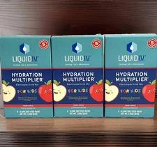 3 Pack LIQUID I.V. For Kids Hydration Multiplier Crisp Apple 8 Sticks Each 11/25