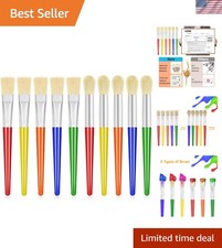 Assorted Color Toddler Paint Brushes - 10 Large Easy Grip Brushes for Creativity