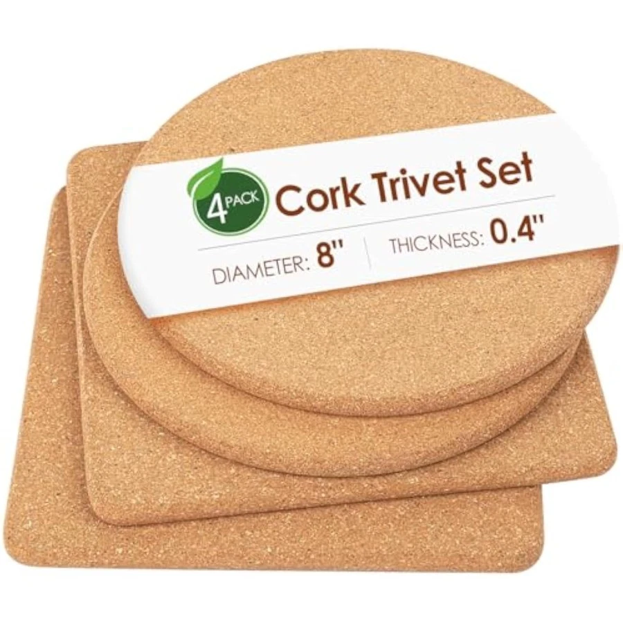 Juego de remaches de corcho - Remaches de corcho grueso de alta densidad para platos calientes, 8 pulgadas Foto 2 de 4