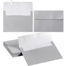 50 PCS Silver Metallic Color Self Seal Envelopes Greeting Cards 5x7 Inch Kit