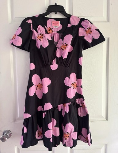 NWT Kate Spade Grand Flora Dress Flutter Sleeve Midi Pink Size 0 - Picture 5 of 8