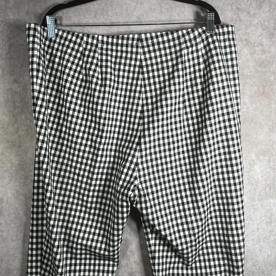 Karen Kane Cropped Pants Womens Size 3X Black White Gingham High Rise Pull On - Image 4 of 4