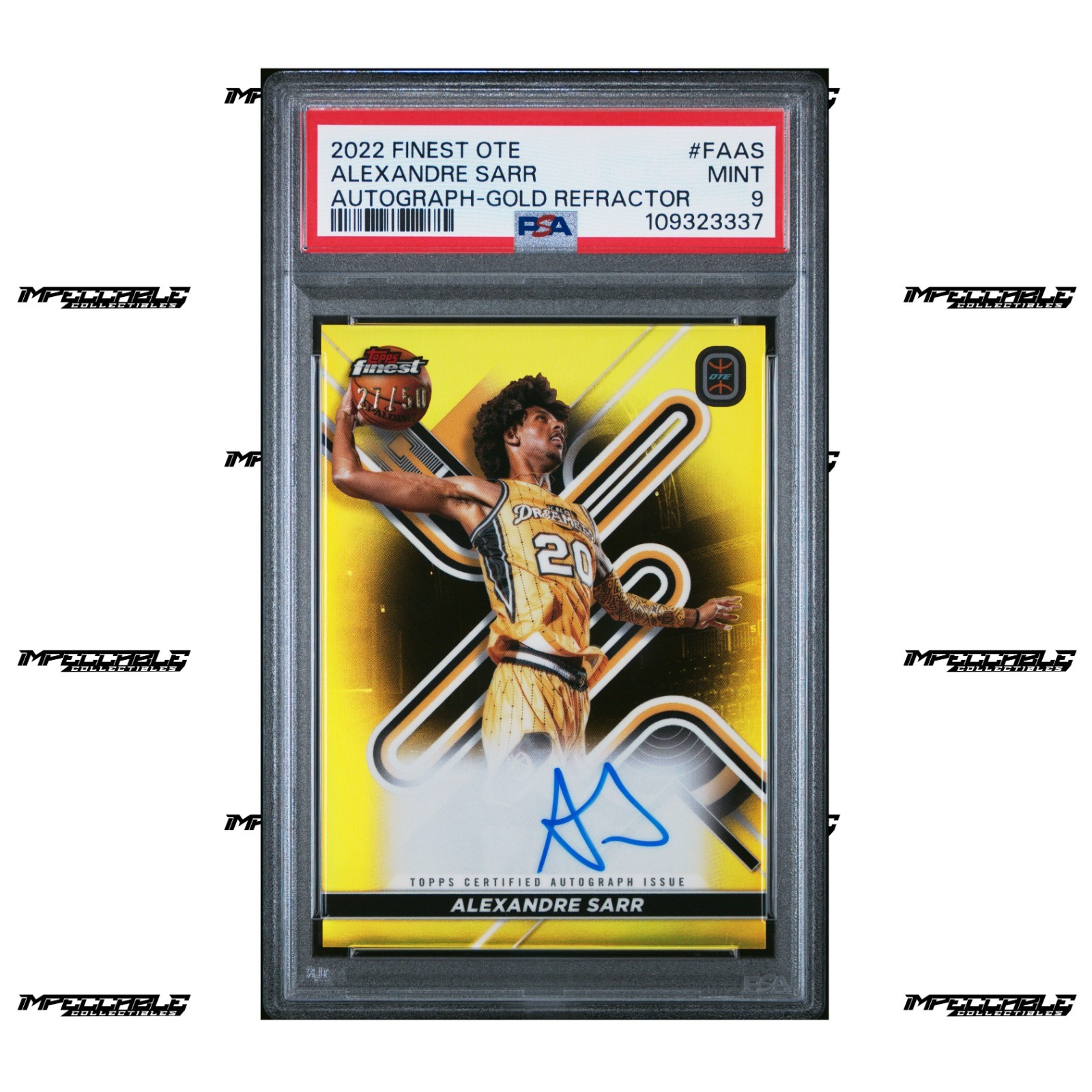 2022-23 Topps Finest OTE Gold #FA-AS Alex Sarr Rookie Auto /50 PSA 9