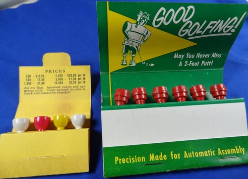 2 ANTIQUE VINTAGE  ADVERTISING GOLF TEES  MATCH BOOK GREAT COLLECTION BOBBY TEES