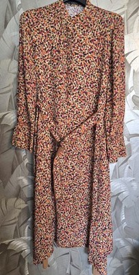 Luisa Cerano NP 500   Kleid Gr 40 100% Viskose Blumenprint Gürtel Designer Maxi