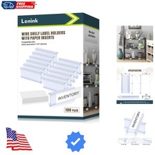 100Pcs Wire Shelf Label Holders with 100Pcs Label Paper Inserts, Plastic Wire...