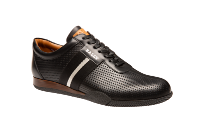 Bally Frenz Men's 6230483 Black Perforated Leather Sneakers MSRP