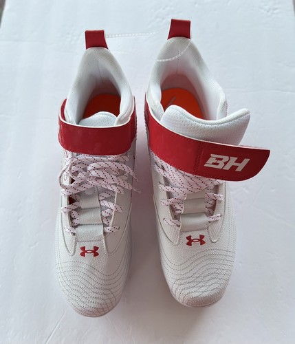 Botines de béisbol moldeados UA Harper 7 Mid RM 3025587-601 para hombre talla 10,5 blancos/rojos - Imagen 7 de 9