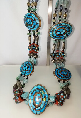 Vtg Moorish Style Necklace OR Belt with Semi Precious Stones  display picture 3