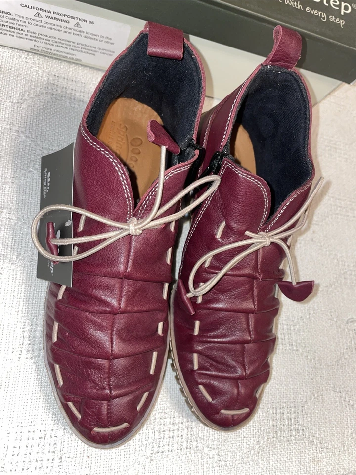 Spring Step Comfort Wedge Womens Size 37 U.S. 6 M Burgundy Leather Going Out - Image 4 of 4