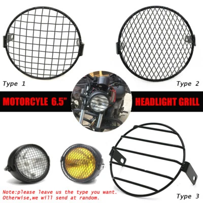 Retro 6.5" Métal Moto Phare Lampe Mesh Grille Couvercle Masque Pour Harley Honda - Photo 1/4