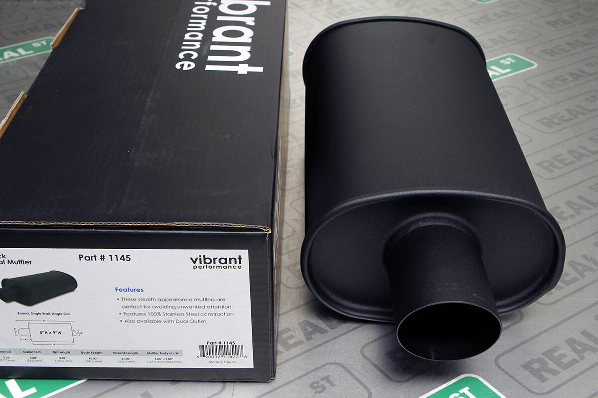 Vibrant StreetPower Flat Black Oval Muffler with Single 3 Vibrant StreetPower Flat Black Oval Muffler with Single 3