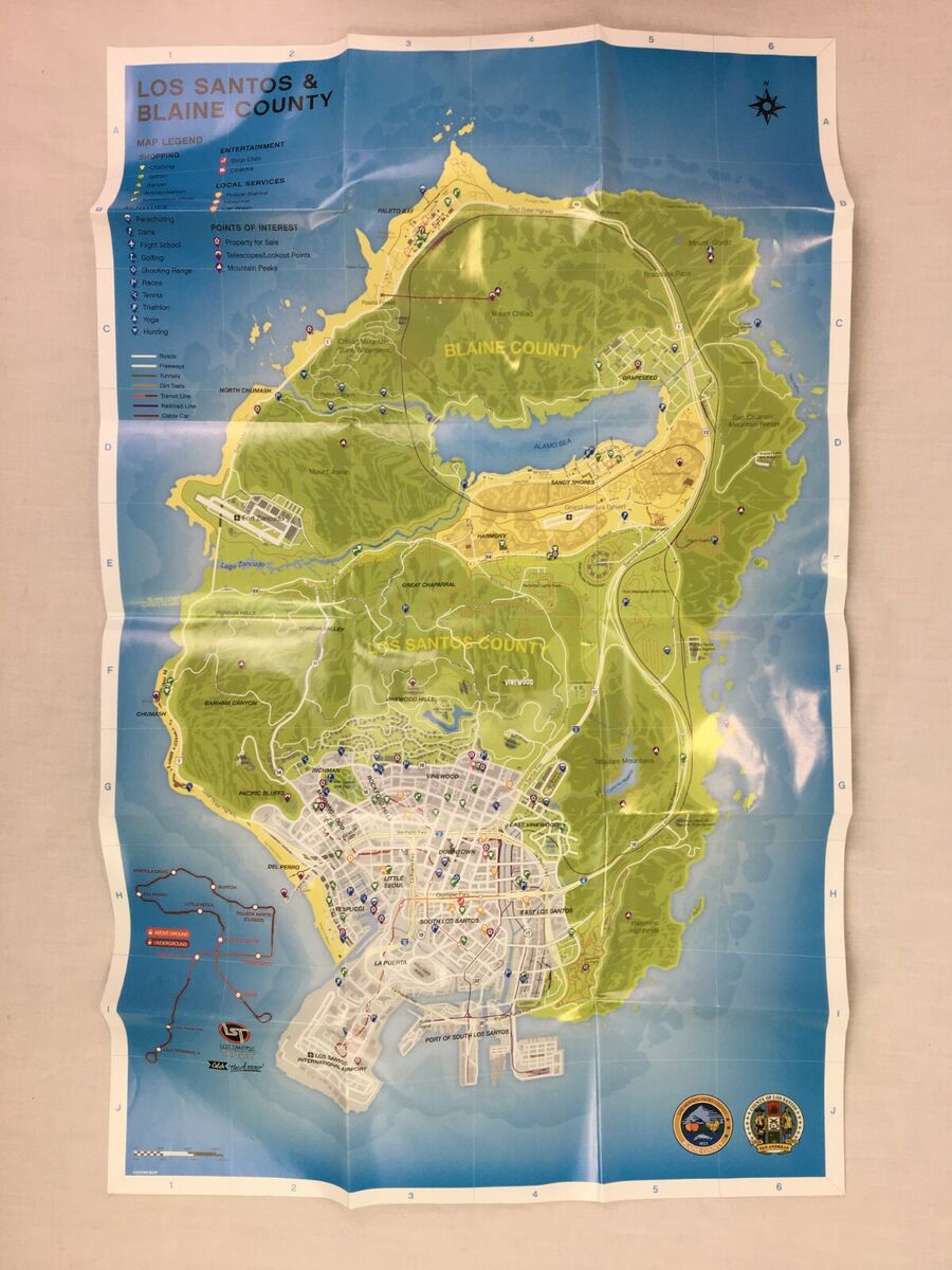 MAPA MĚSTA LOS SANTOS HRABSTVÍ BLAINE GTA V PS3 za 57 Kč - Allegro