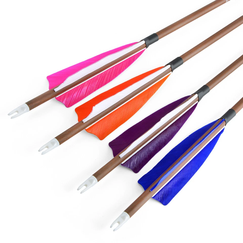 31" Pure Carbon Arrows SP340 400 500 600 Feathers Compound Recurve Bow Hunting - Image 3 of 4