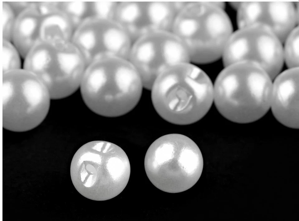 20 Kugelknöpfe Perlenknöpfe Brautkleid weiß sekt 10 mm von unten anzunähen - Bild 3 von 4