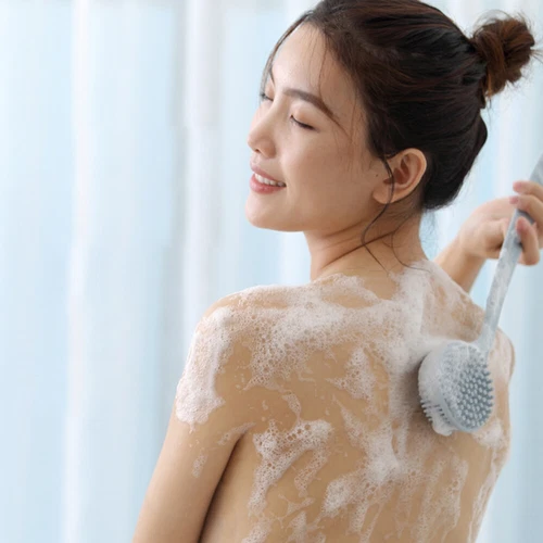 Soft Silicone Back Scrubber Shower Body Brush with Long Handle for Men Women, GY - Picture 6 of 11