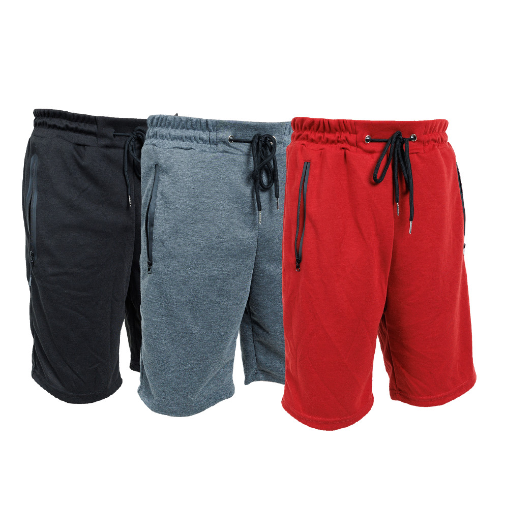 3 Pack Men Sweat Shorts Soft Casual Zipper Pocket Fleece Lounge &Gym short S-3XL image 2
