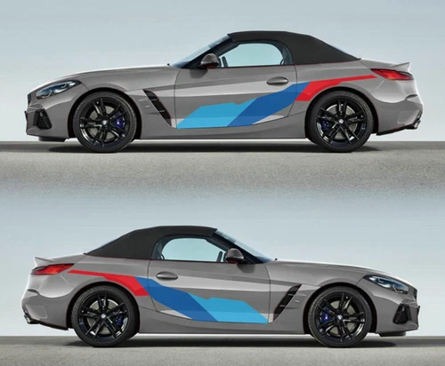 Tricolor Graphics Car Sticker Vinyl Decals For BMW Z4 2Sides Skirt Racing Stripe - Picture 7 of 9