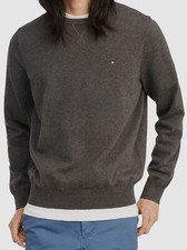  70 Tommy Hilfiger Men's Gray Cotton Crewneck Pullover Sweater Size S