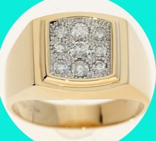 Mens Natural Diamond Cluster Ring .47CT 14K Multi Tone Gold 13.3MM Size 9.5