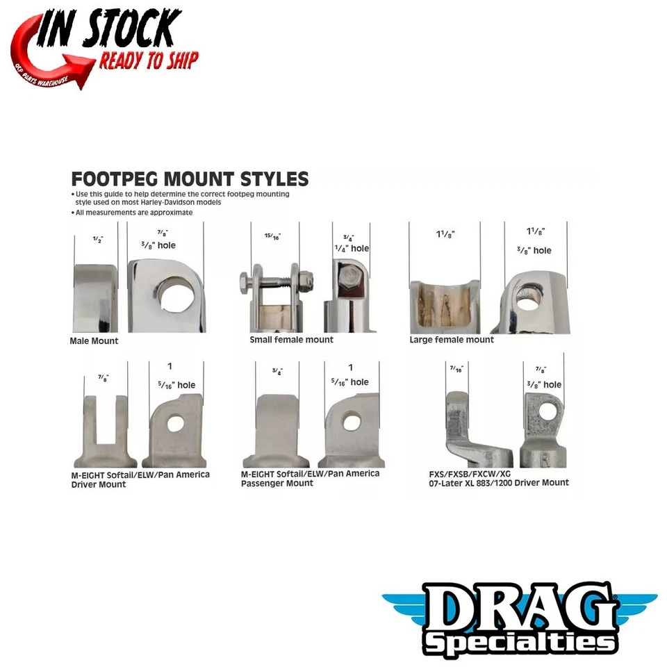 Clavijas de pie barredora negras Drag Specialties 1620-2480 para montaje masculino Harley Foto 2 de 4