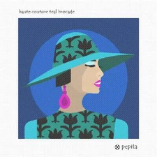 Haute Couture Teal Brocade Needlepoint Kit or Canvas