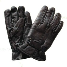 NEW MENS GENUINE LEATHER MOTORCYCLE WINTER DRIVING GLOVES w/ EASY CLOSURE - K1C