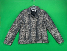 Chicos Metallic Snakeskin Jacket Women's 1 Medium Zip Up Lightweight Lined