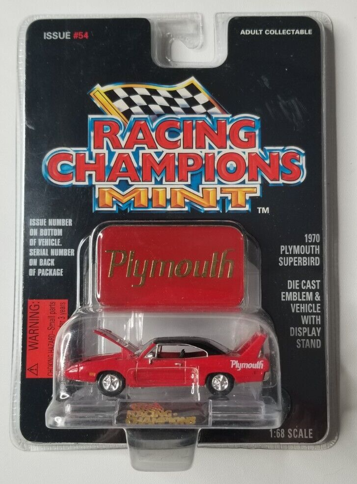 1970 Plymouth Superbird Racing Champions Mint Die Cast #54 1:68 Red 1996 W/Stand