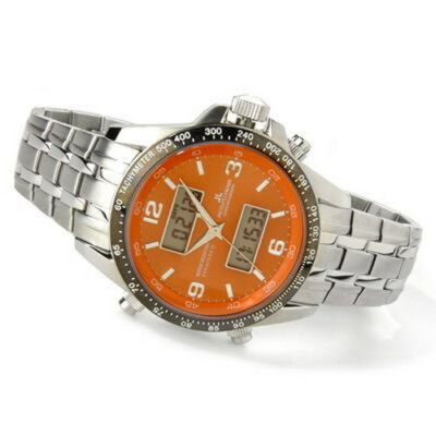 Jacques Lemans 1-1241C Liverpool Orange Dial Digital Analog Mens