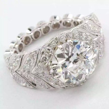 Elegant Art Deco Classic Design Old European Cubic Zirconia Engagement Fine Ring