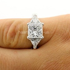 2ct Princess Trillion Cut Simulated Diamond Trilogy Ring 14k White Gold Plated