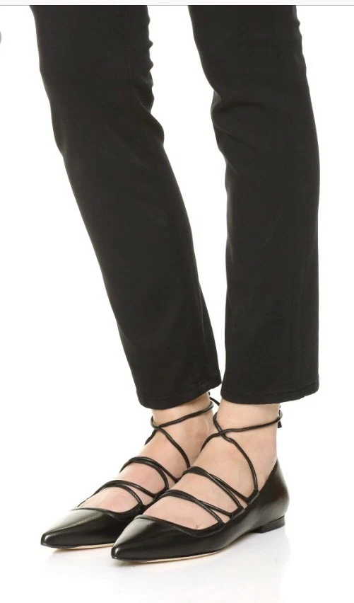 NEW 3.1 Phillip Lim Black Ankle Wrap Leather Ballet Flat Size 36/6 NIB $395 - Image 2 of 4