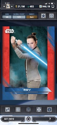 Topps Star Wars Digital Card Trader Blue TLJ Physical Base Rey Insert Award