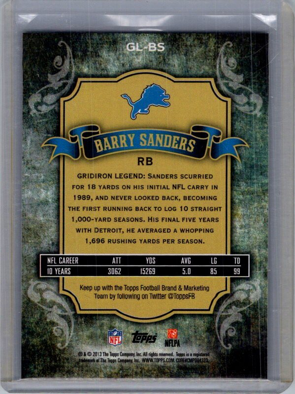 希少　バリー・ボンズ　コレクション 238/373 2013 Topps #GL-BS Barry Sanders Gridiron Legends | eBay