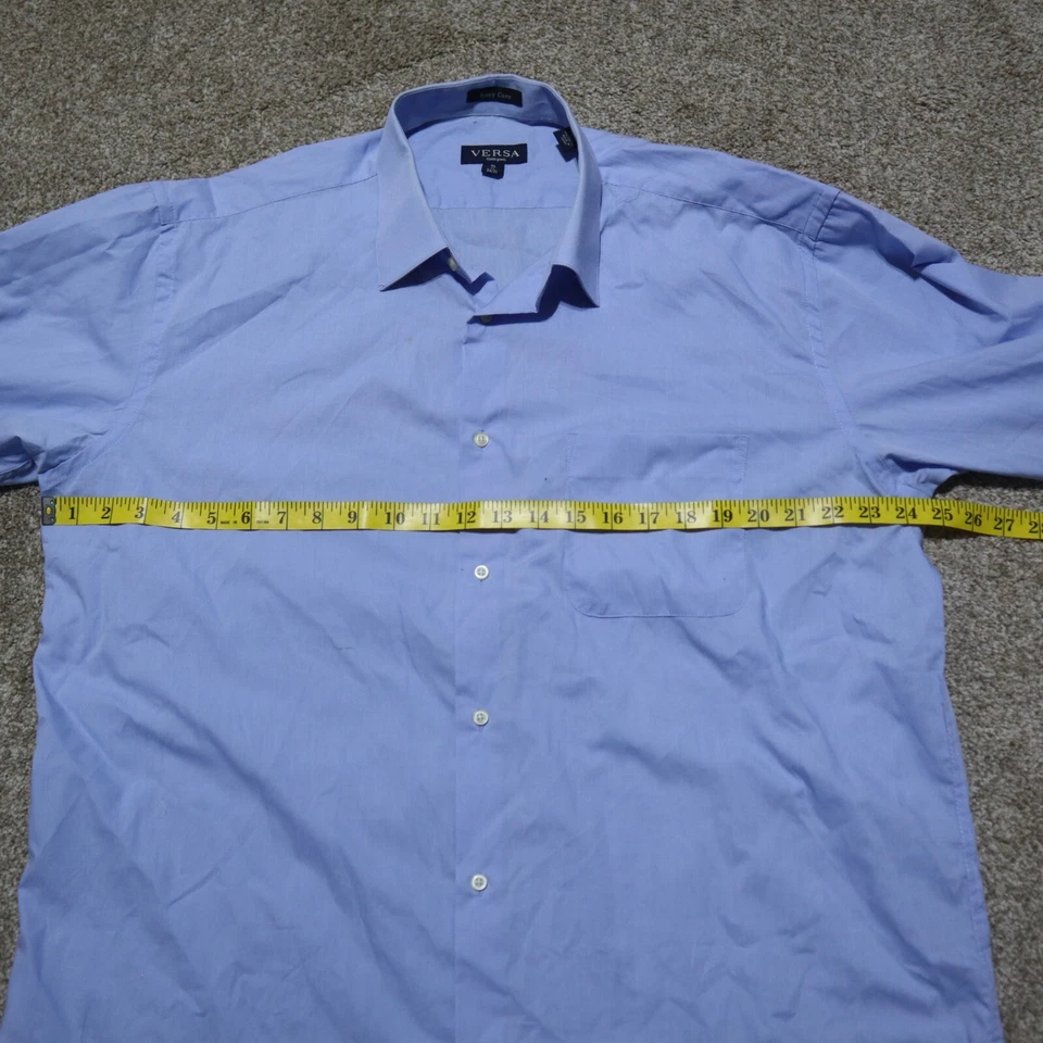 Camisa de vestir Versa azul manga larga abotonada fácil cuidado para hombre talla XL 17 34/35 Foto 4 de 4