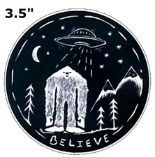 Bigfoot UFO Patch Embroidered Hook Loop Applique Legend Myth Funny