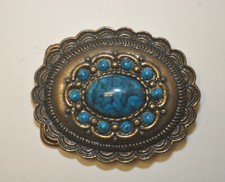 Southwestern Concho Style Brass  Turquoise Color Stone for 1.5" Belt Buckle
