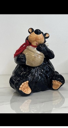 Schwarzbär Honigtopf Keks Keksdose Halter Keramik 2012 4 Hundeknochen Leckerli 2!