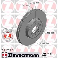 2x ZIMMERMANN Bremsscheibe 150.1298.20