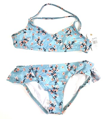 Billabong Girl s Blue Floral Bikini Set, Size 8