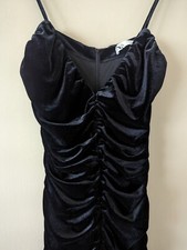 Zara Black Velvet Mini Dress Ruched straps Size XS NWT