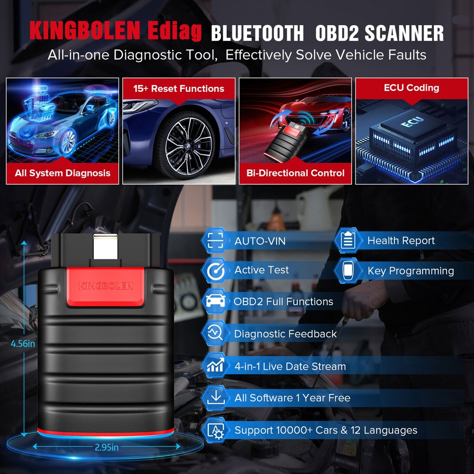 2024 KINGBOLEN EDIAG Old Boot Car OBD2 Scanner Diagnostic Tool All