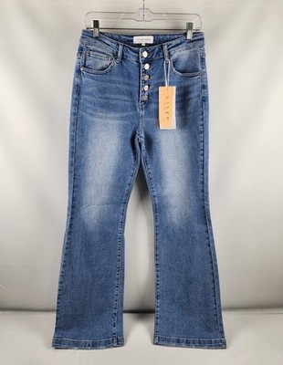 Risen Jeans Womens 11/30 Blue High Rise Button Fly Bootcut Denim (30x31) NWT