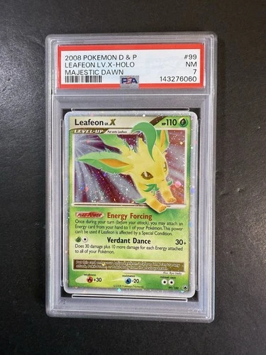 Pokemon Leafeon Lv. X Majestic Dawn Holo Ultra Rare #99/100 PSA 7 SWIRL