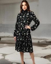 Boohoo Tall Black Floral High Neck Dress Size 10 NWT