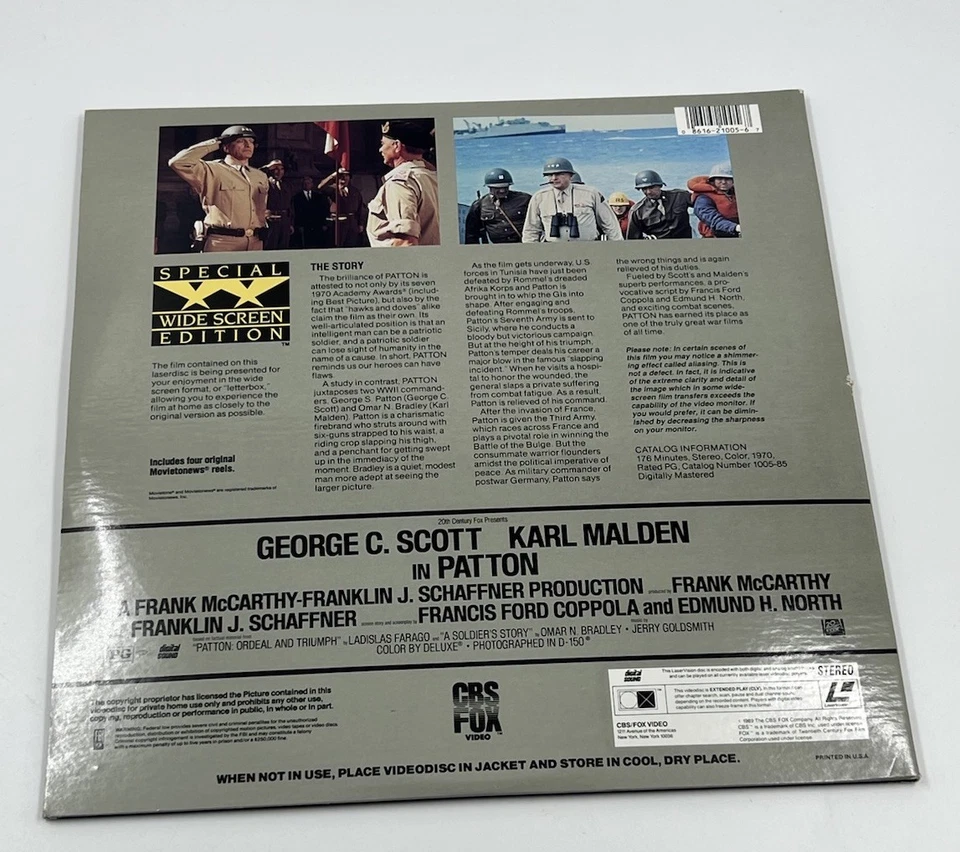 Patton Laserdisc Special Widescreen Edition Digitally Mastered Extended Play - Image 2 of 3