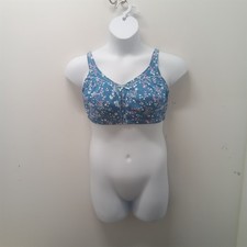 NWOT Blue Multi Comfort Choice Wireless Back Hook Cotton Bra Size 38DD