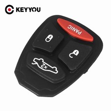 KEYYOU 4-Button Key Fob Shell for Chrysler Dodge Jeep Replacement Rubber Pad C
